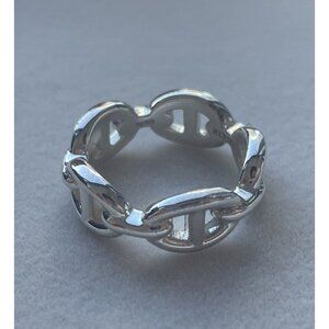 Hermès Sterling Silver Chaîne DAncre Ring With Box